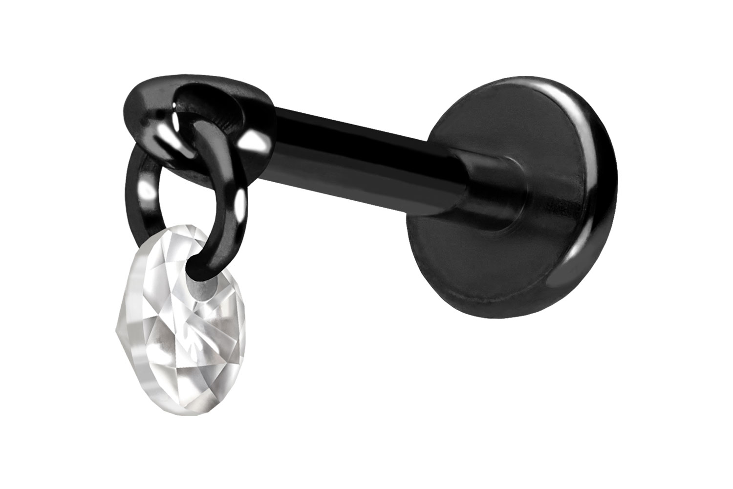 Titan Labret Piercing mit Push Fit RUNDER KRISTALL